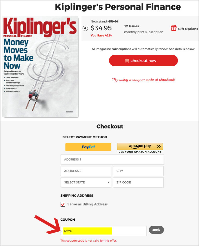 kiplingers magazine coupon