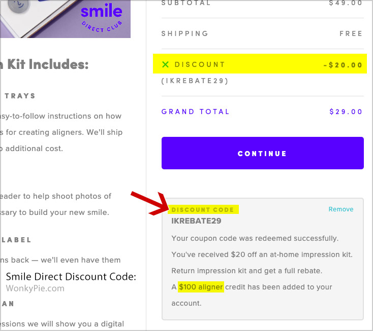 enter smile club direct discount code