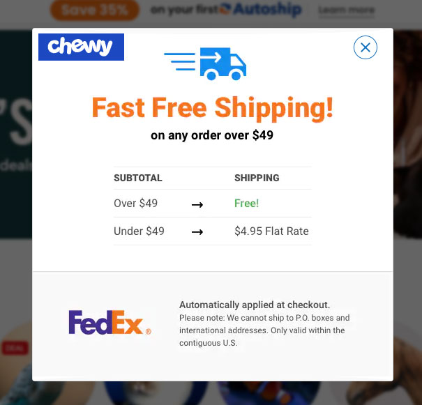 chewy free ship any order
