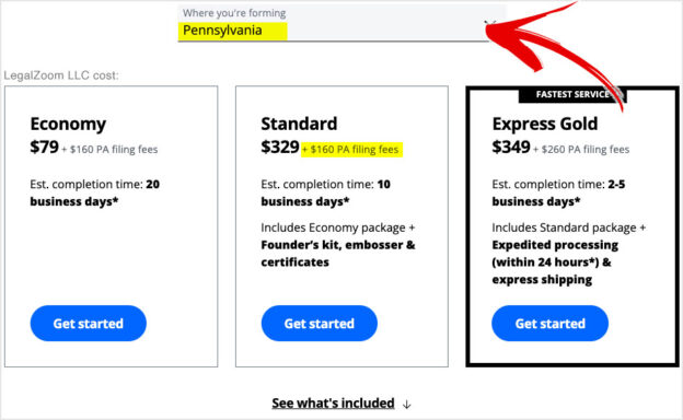 LegalZoom LLC Cost + State Fees (10% Coupon) • 2022