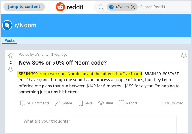 noom reddit code