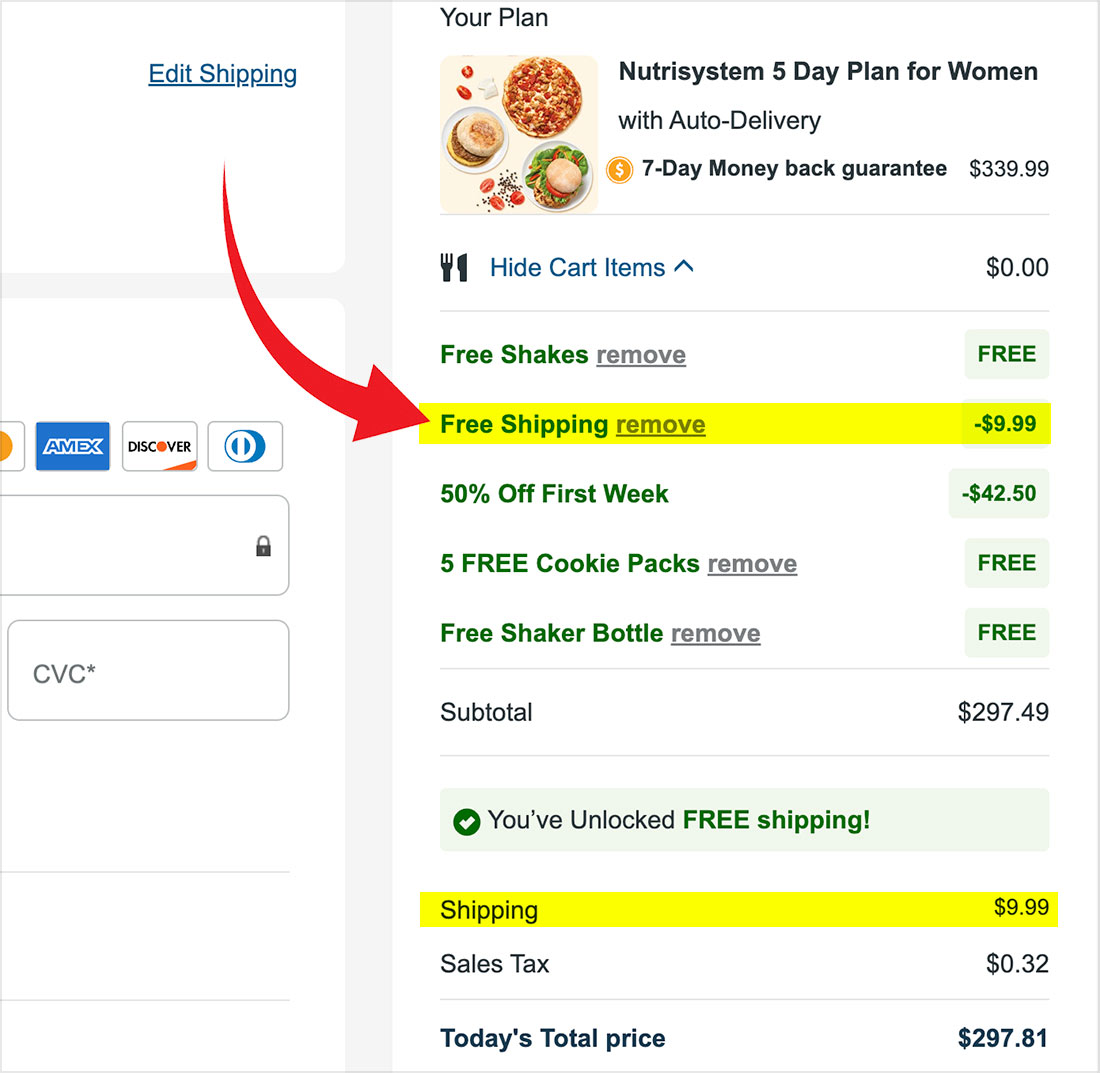 nutrisystem free shipping code