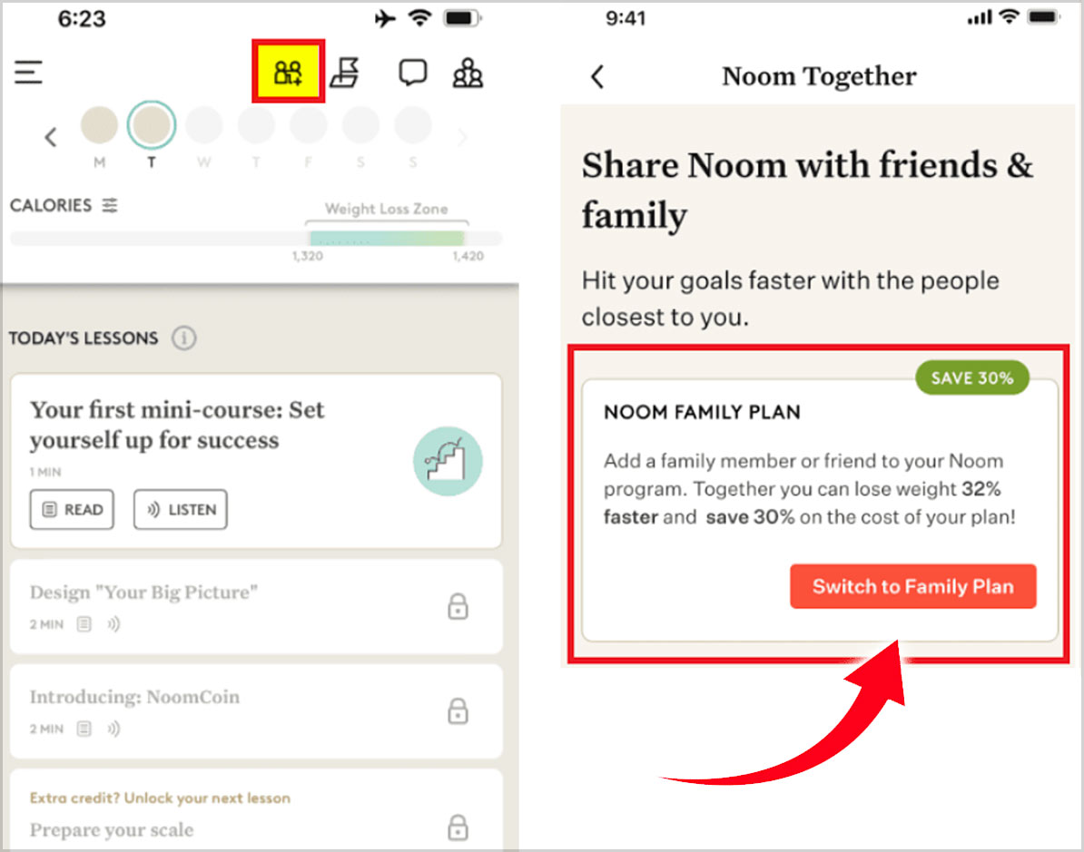 switch noom family plan