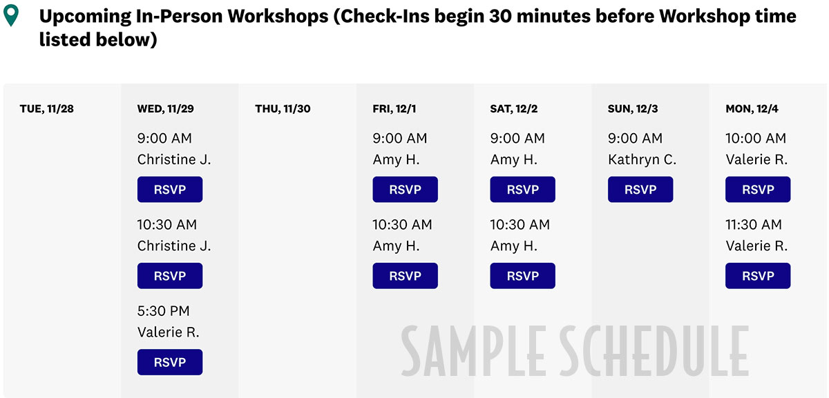 weight watchers meetings schedule